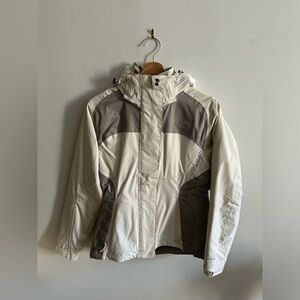 The North Face Women's Grey and White Coat